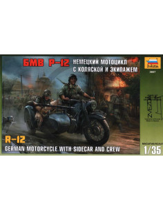 German Motorcycle R12 with Sidecar and Crew