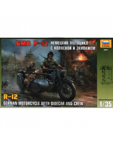 German Motorcycle R12 with Sidecar and Crew