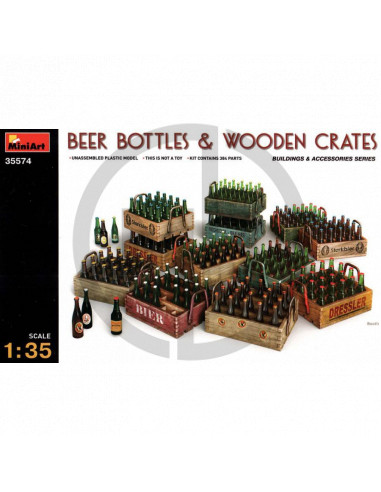 Beer bottles & wooden cratews