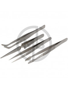 Set 4 pinzette acciaio