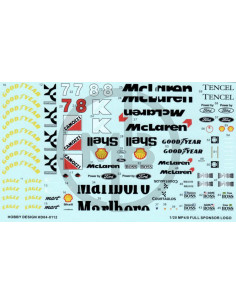 Mclaren MP4/8 Full Sponsor Logo Decals