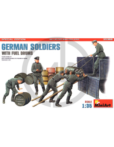 German Soldiers with Fuel Drums