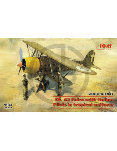 CR.42 Falco with Italian pilots in tropical uniform