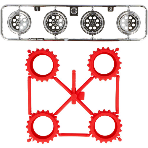 Red Spike Tire & Silver color Plated Wheel Set