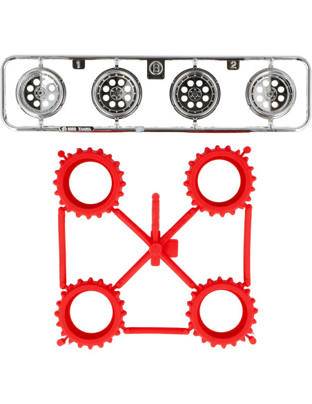 Red Spike Tire & Silver color Plated Wheel Set